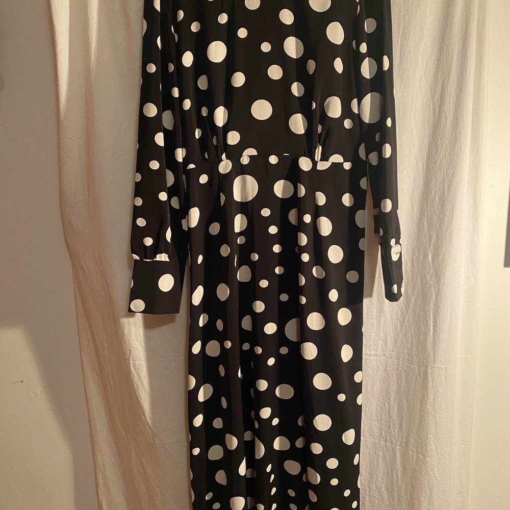 Nasty Gal Black & White Polka Dot Long Dress Size 14